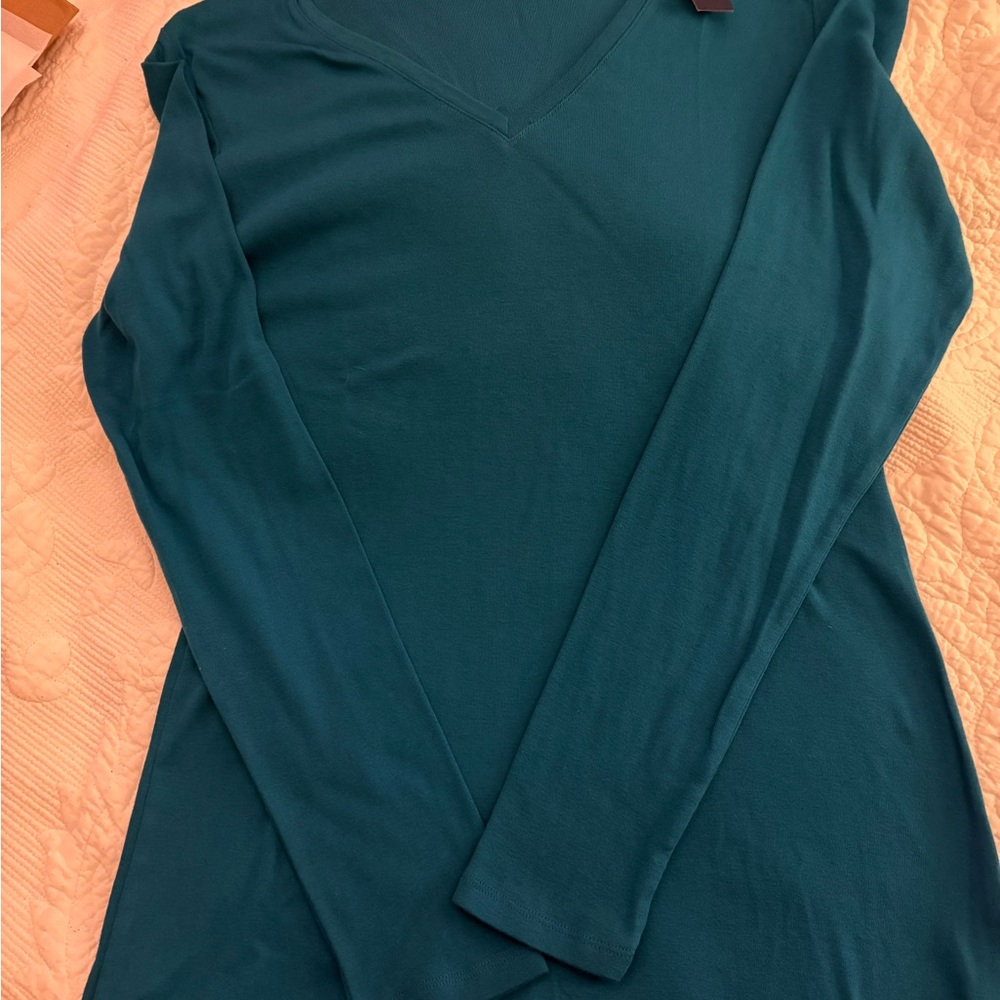 Old Navy Teal Long Sleeve V-Neck Top Ladies XL